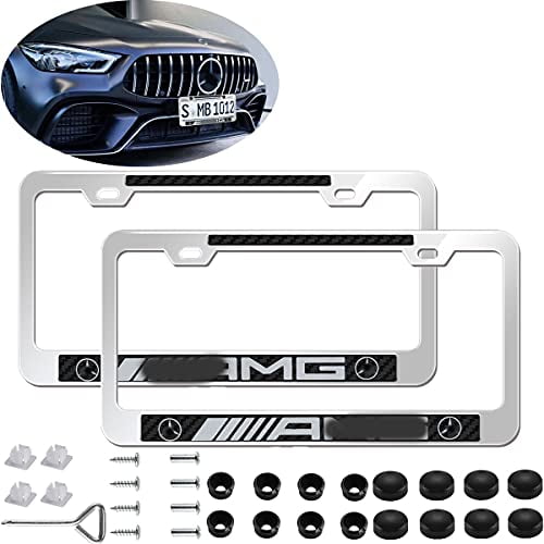 Auto sport 2pcs License Plate Frames with Screw Caps Set Stainless Steel Frame Applicable to US Standard Cars License Plate Fit Car Accessories Fit Hy-undai Accessories Auto sport 2pcs License Plate Frames with Screw Caps Set Stainless Steel Frame Applicable to US Standard Cars License Plate Fit Car Accessories Fit Hy-undai Accessories